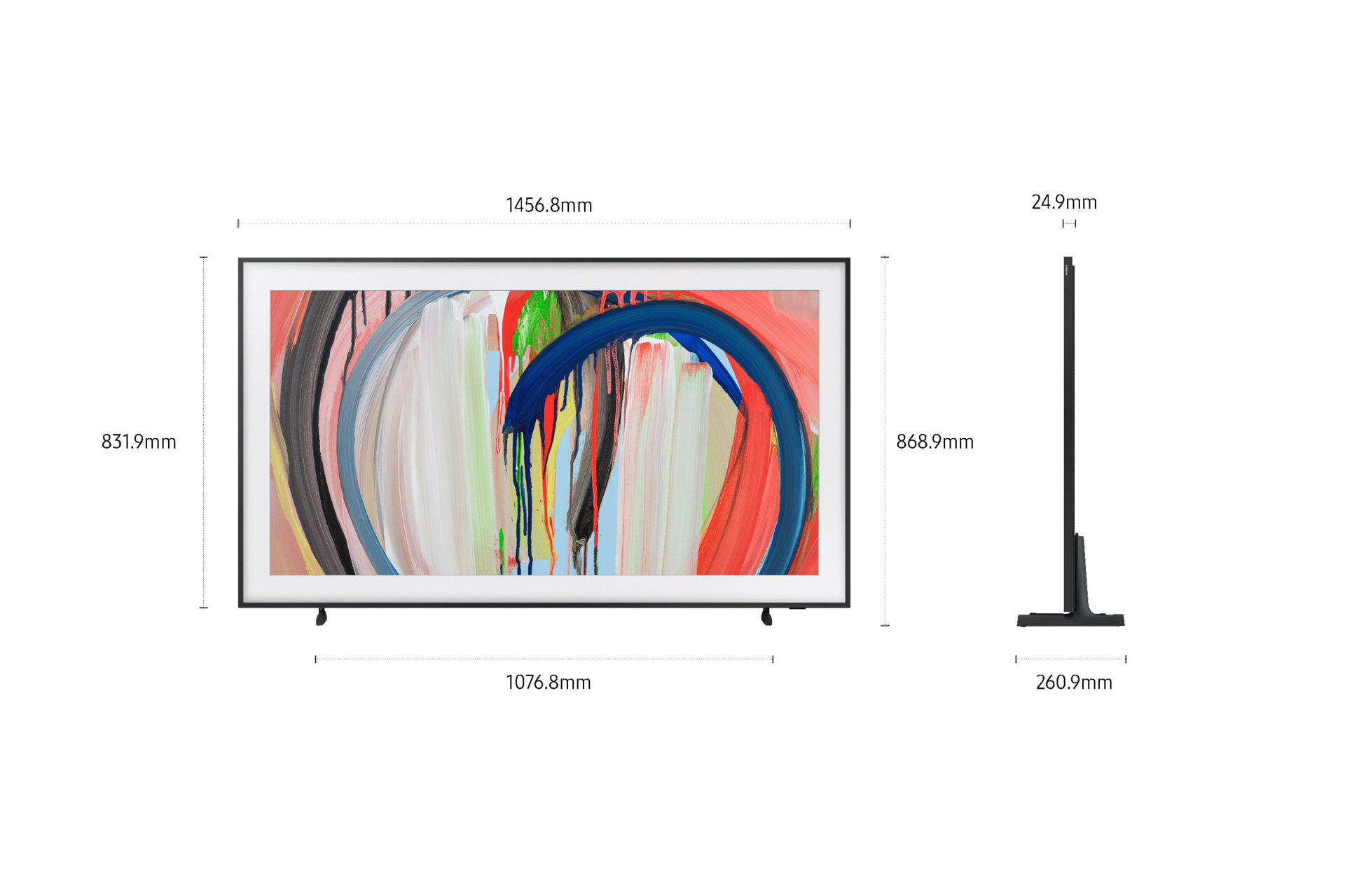 The Frame LS03HA  deren Abmessungen eingeblendet sind. 