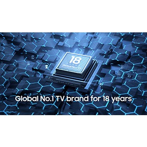 A glowing AI processor that powers a Samsung TV. Global No. 1 TV brand for 18 years.