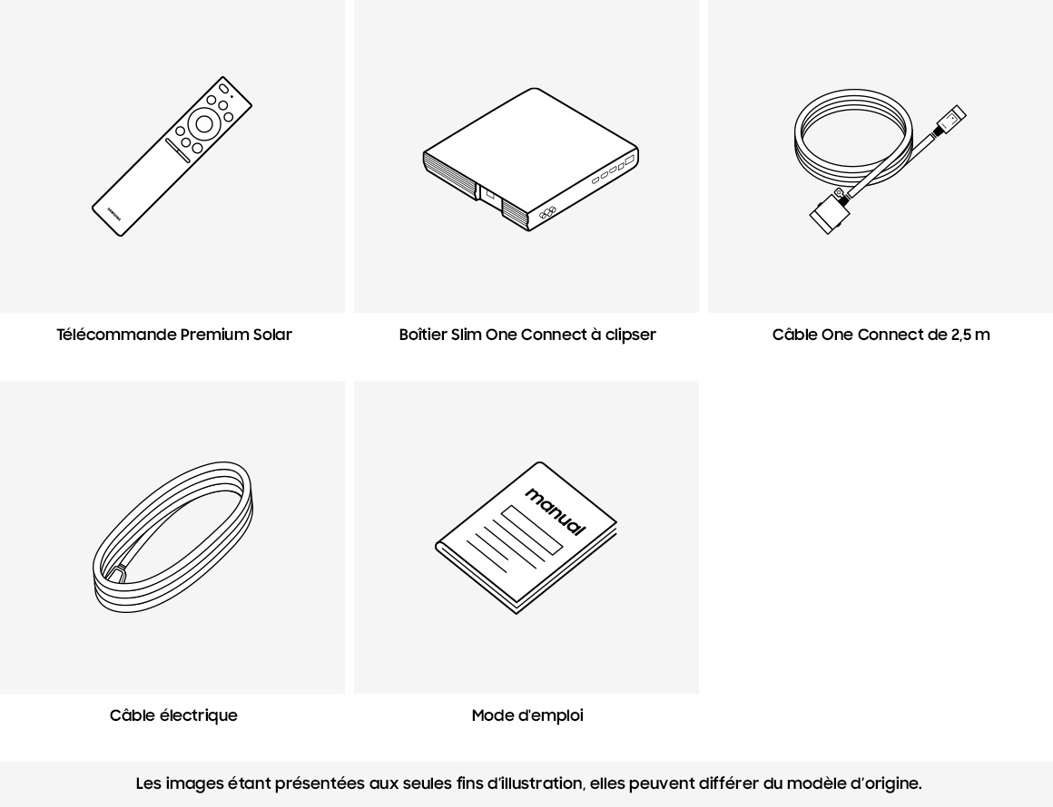 Dem Neo QLED 8K QN900C wird eine Premium Solar Smart Remote, die Attachable Slim One Connect Box, die One Cable Solution 2,5m, ein Stromkabel und eine Anleitung mitgeliefert.