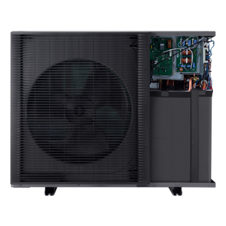 EHS Mono HT Quiet_AE140BXYDGG with Leaving Water Temperature of up to 70°C Front-Open Black 