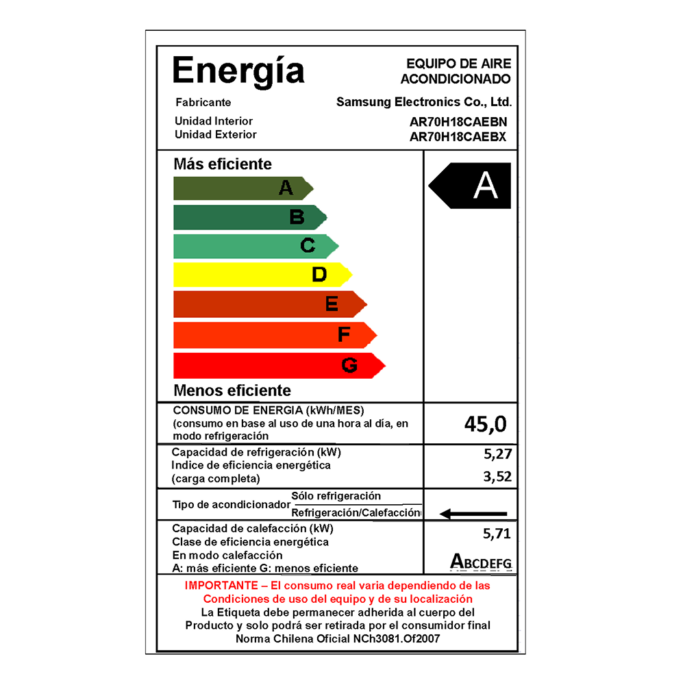 Samsung WindFree Pro Black AR70H18CAEB 18000 BTU Frío/Calor Inverter Wi-Fi Negro, foto 7