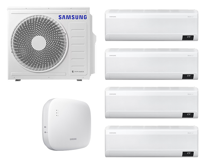 Samsung Multi Split Wind-Free, Inverter, Wi-Fi, Frío & Calor 2 x 9000 + 2 X 12000 BTU - Blanco · F-AJ100PACK14
