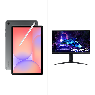 Galaxy Tab S10 Lite Gray 128GB + 24" G30D Odyssey G3 FHD 180Hz Monitor Gamer Plano Negro