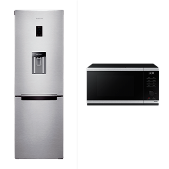 Bottom Mount Freezer de 321L con eficiencia de espacio + Microondas 23L con Quick Defrost