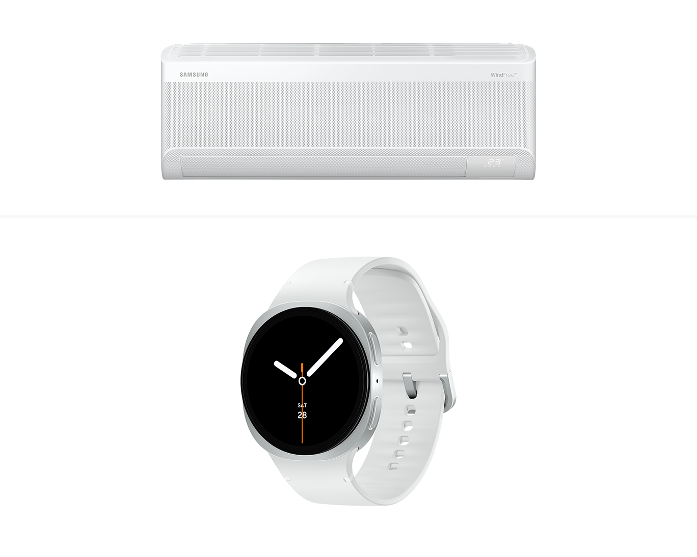 Samsung WindFree Inverter Split with Wi-Fi 12,000 BTU + Galaxy Watch8 44mm Silver - Blanco · F-SML300AR70F