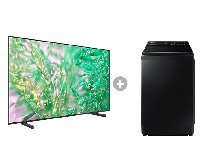 Samsung Lavadora carga superior 13Kg SmartThings + 55' Crystal 4K Smart TV (2024) - Negro · F-UN55DWA1311