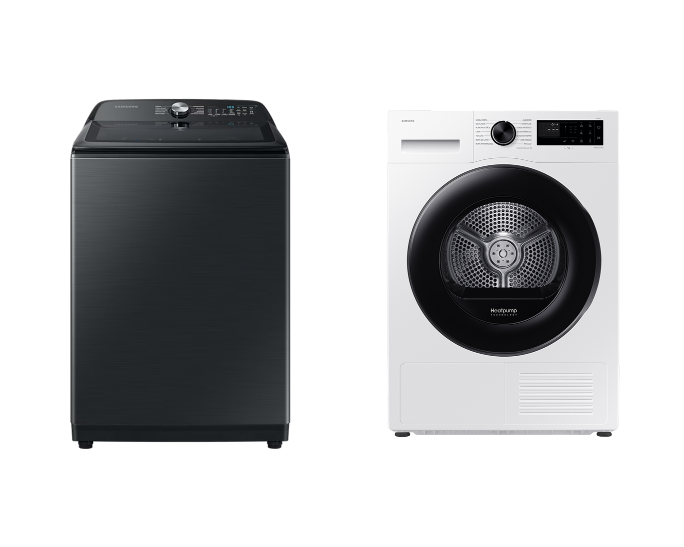 Samsung Lavadora de carga superior 22Kg + Secadora con Bomba de Calor 9Kg - Negro · F-WA22A83DV90