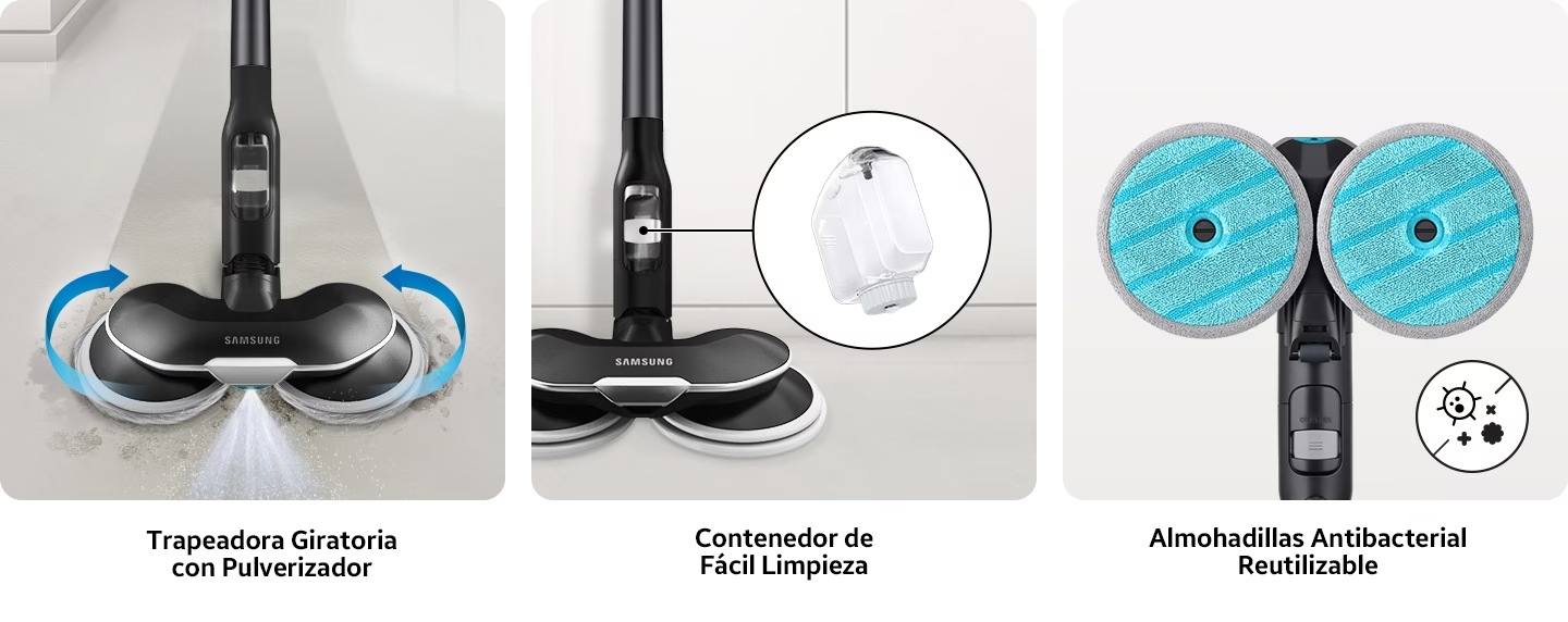 Aspiradora para suelos difíciles de doble almohadilla húmeda
