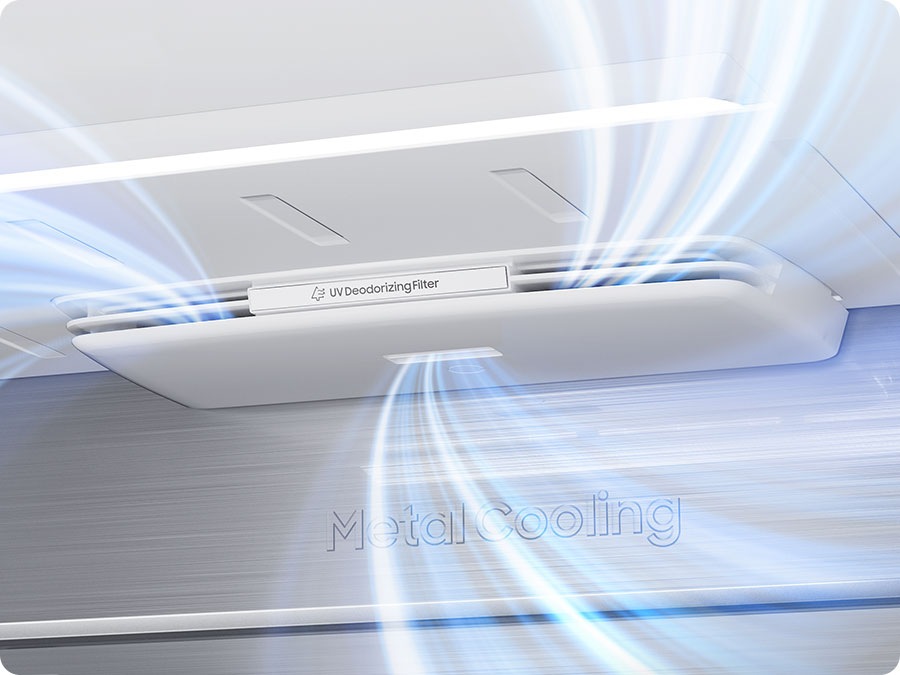 Un filtro desodorizante integrado utiliza luz ultravioleta para eliminar continuamente los olores y mantener el aire interior fresco y purificado.