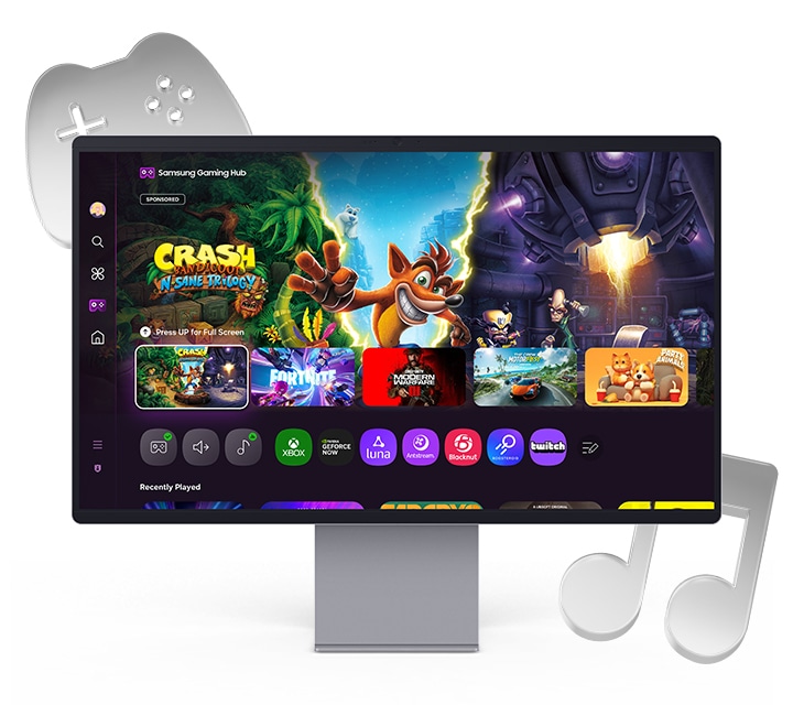En la pantalla del monitor se muestra un centro de juegos.