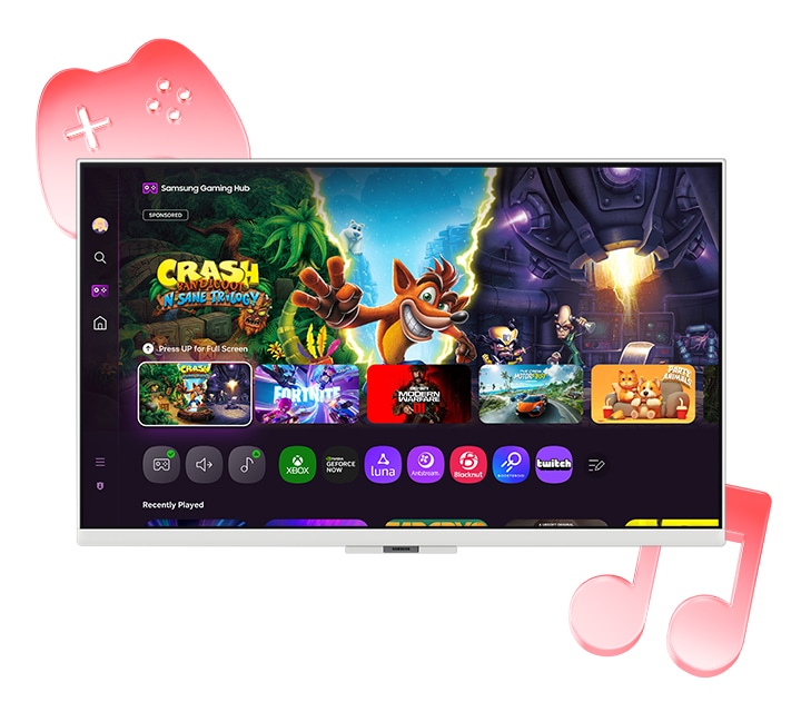 En la pantalla del monitor se muestra un centro de juegos.