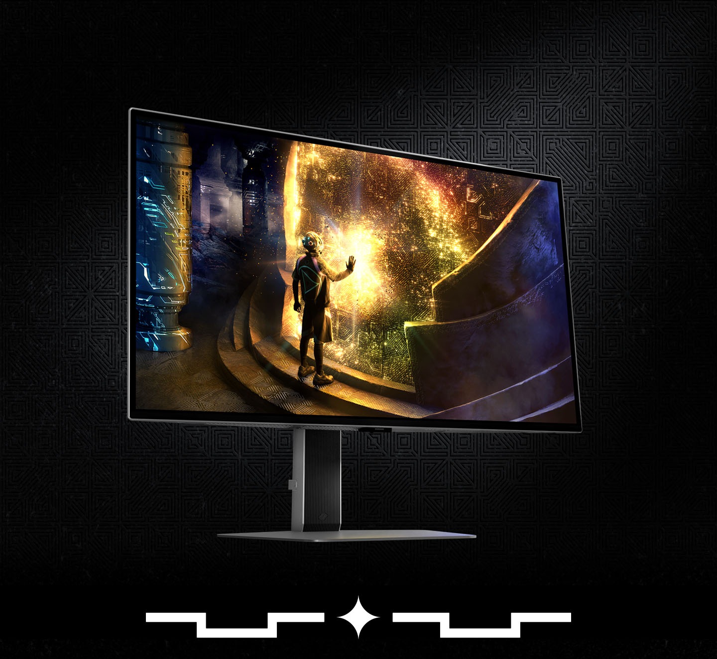 Hay un monitor Odyssey OLED G6 en un ángulo dinámico.