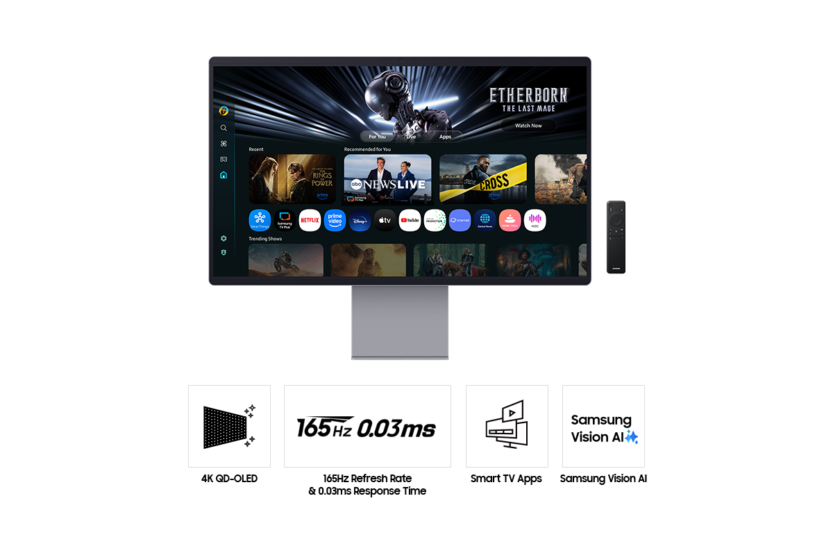 32" Smart Monitor M9 M90SF 4K OLED Samsung Vision AI Plateado