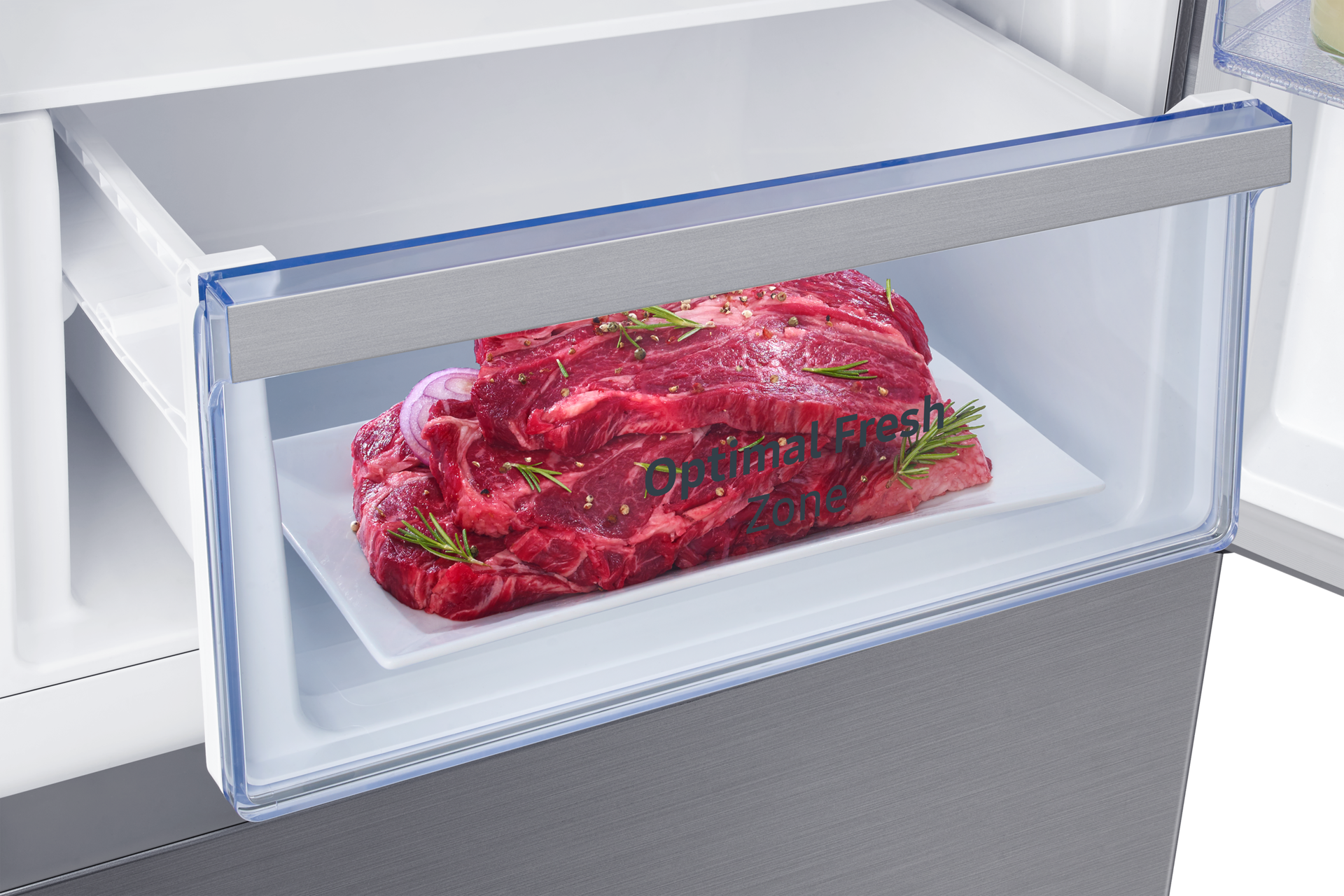 Refrigerador Bottom Freezer All Around Cooling 310 lt Power-Cooling-Zone-Fulled-Out-with-Food Silver 