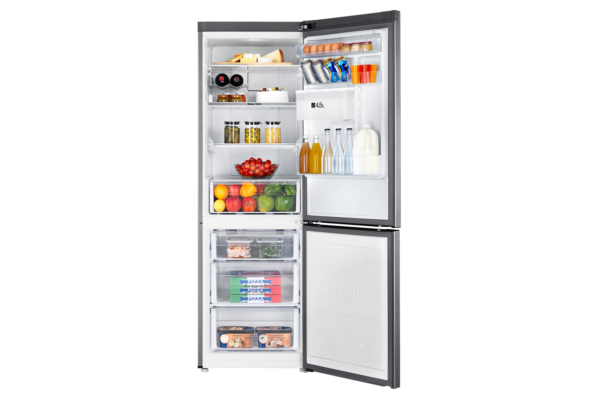 Refrigerador Bottom Freezer Con Dispensador 338 lt Front-Open-With-Food Silver 
