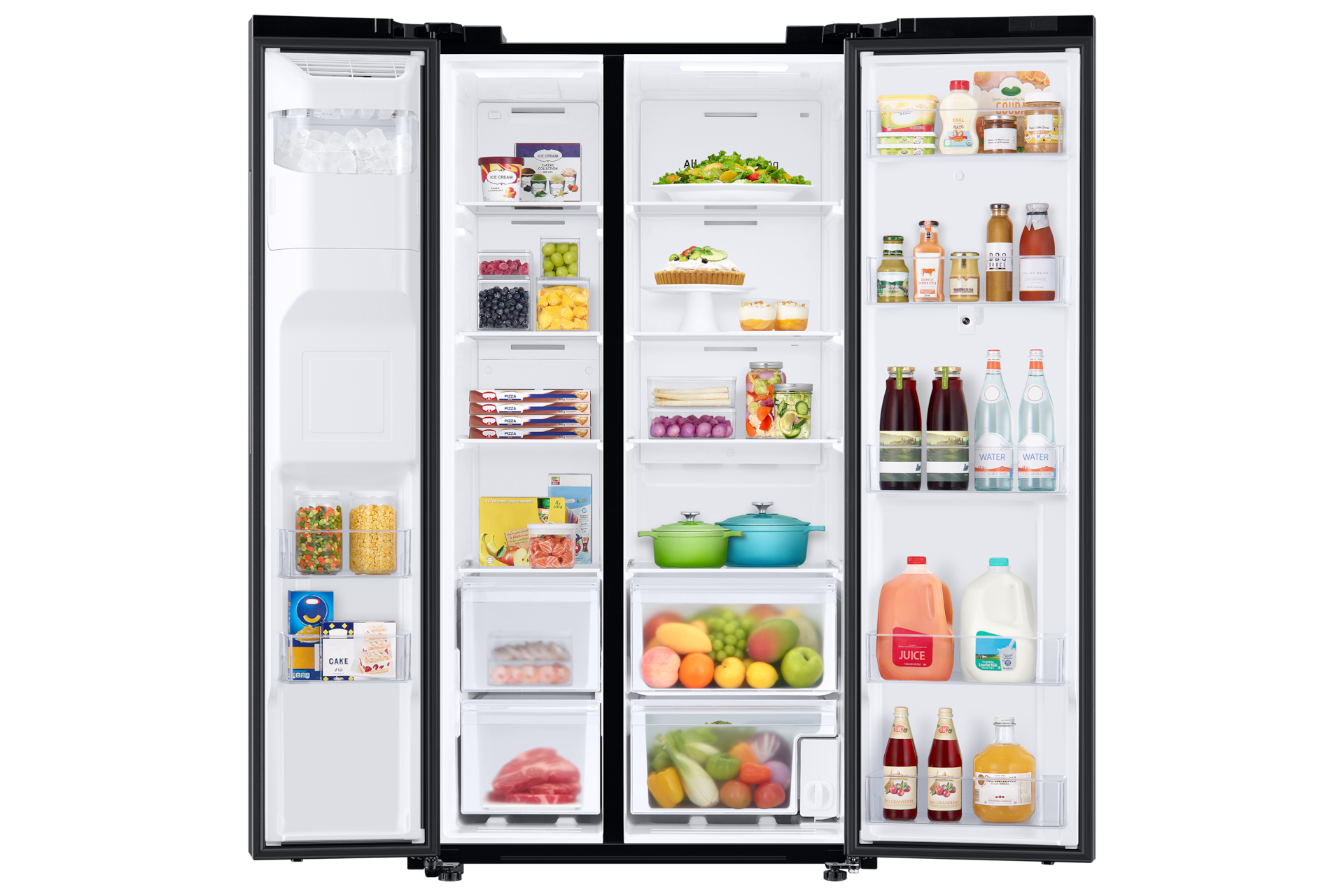 Refrigerador Side By Side Family Hub 608 lt Front-Open-With-Food1 Black 