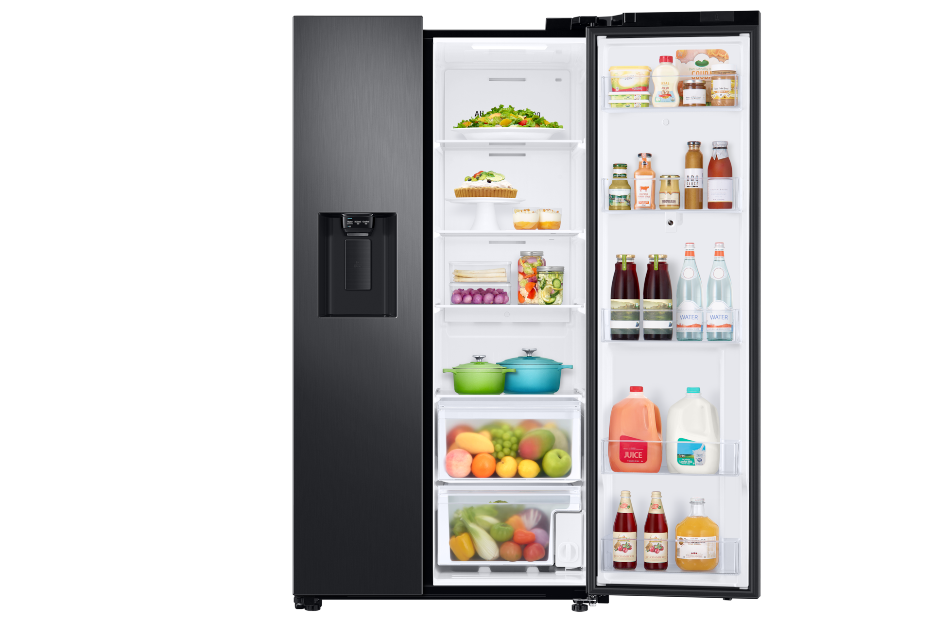 Refrigerador Side By Side Family Hub 608 lt Front-Open-With-Food2 Black 