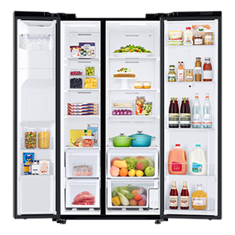 Refrigerador Side By Side Family Hub 608 lt Front-Open-With-Food1 Black 