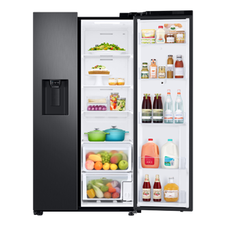 Refrigerador Side By Side Family Hub 608 lt Front-Open-With-Food2 Black 