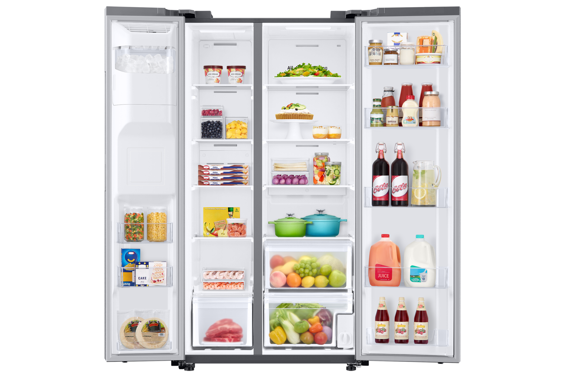 Refrigerador Side By Side Con Dispensador 628 lt Front-Open-With-Food1 Natural Gray 
