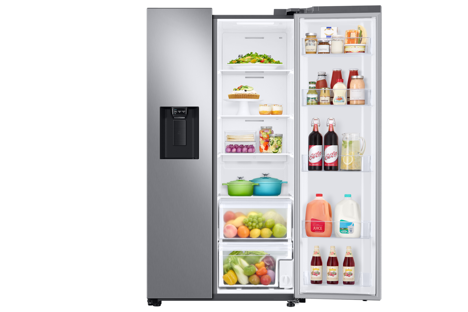 Refrigerador Side By Side Con Dispensador 628 lt Front-Open-With-Food2 Natural Gray 