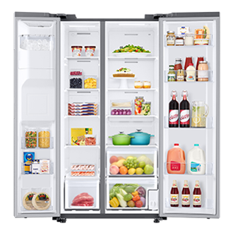 Refrigerador Side By Side Con Dispensador 628 lt Front-Open-With-Food1 Natural Gray 