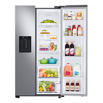 Refrigerador Side By Side Con Dispensador 628 lt Front-Open-With-Food2 Natural Gray 