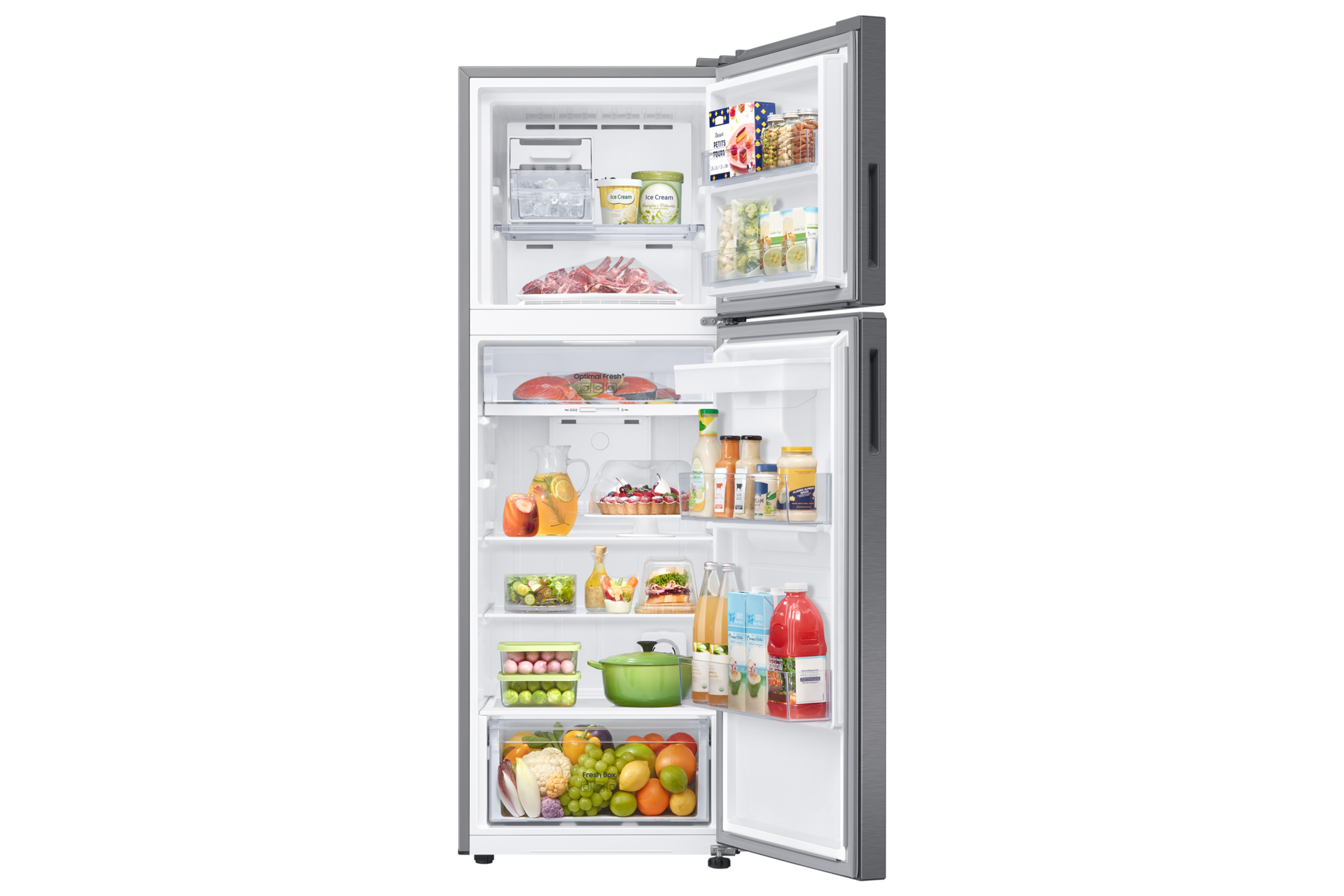 Refrigerador Top Freezer Con Dispensador 301 lt Front-Open-With-Food Silver 