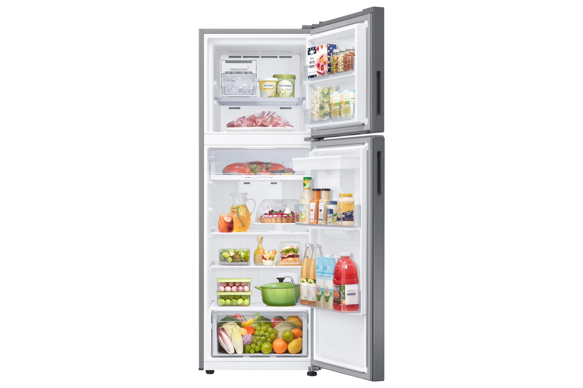 Refrigerador Top Freezer Con Dispensador 345 lt Front-Open-With-Food Silver 