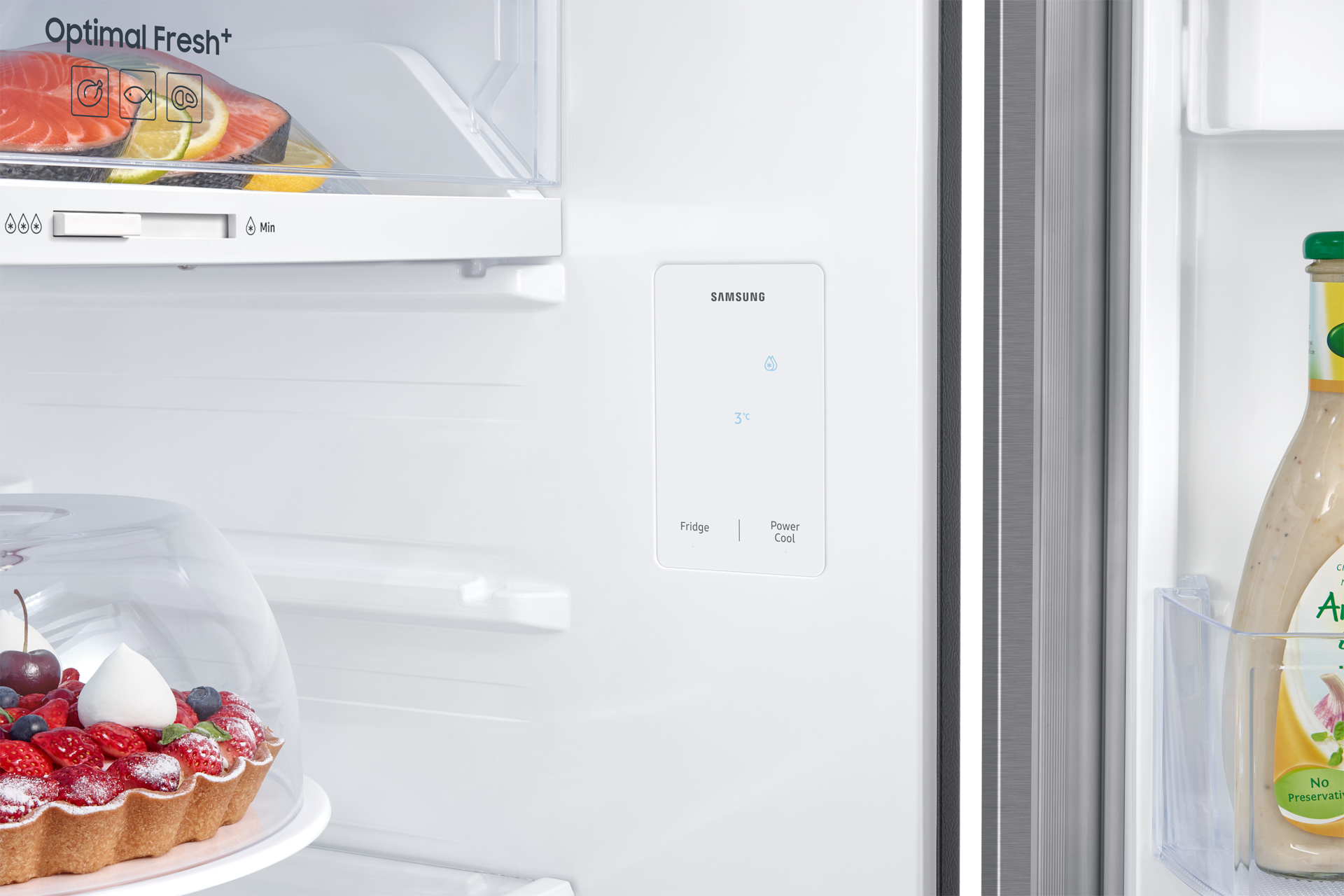 Refrigerador Top Freezer Con Dispensador 345 lt Detail-Internal-Display Silver 