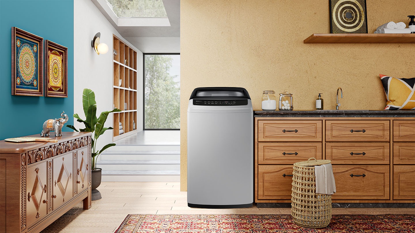 La WA4000C está instalada en la lavandería. Ecobubble™, con tecnología Digital Inverter.