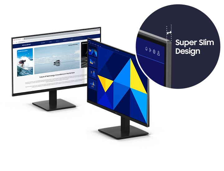 There are two Essential Monitor S3, and their super slim design is being highlighted.