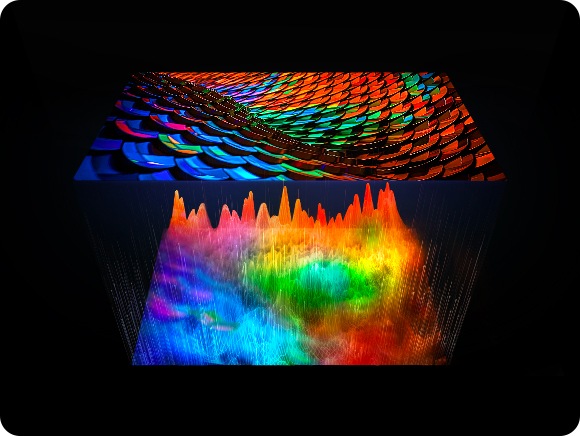 La imagen de una vibrante visualización en 3D resulta llamativa y dinámica, realzada por colores vivos y texturas intrincadas.