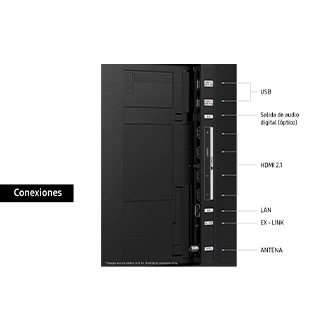Conexiones del TV QN90B: HDMI, HDMI 2.1, USB, LAN, Salida de audio digital (óptico), Antena coaxial, EX-Link