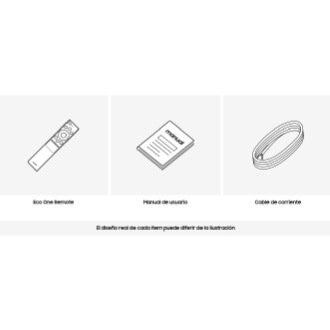 Contenido de la caja del TV BU8200: control remoto eco, cable de poder, manual de usuario