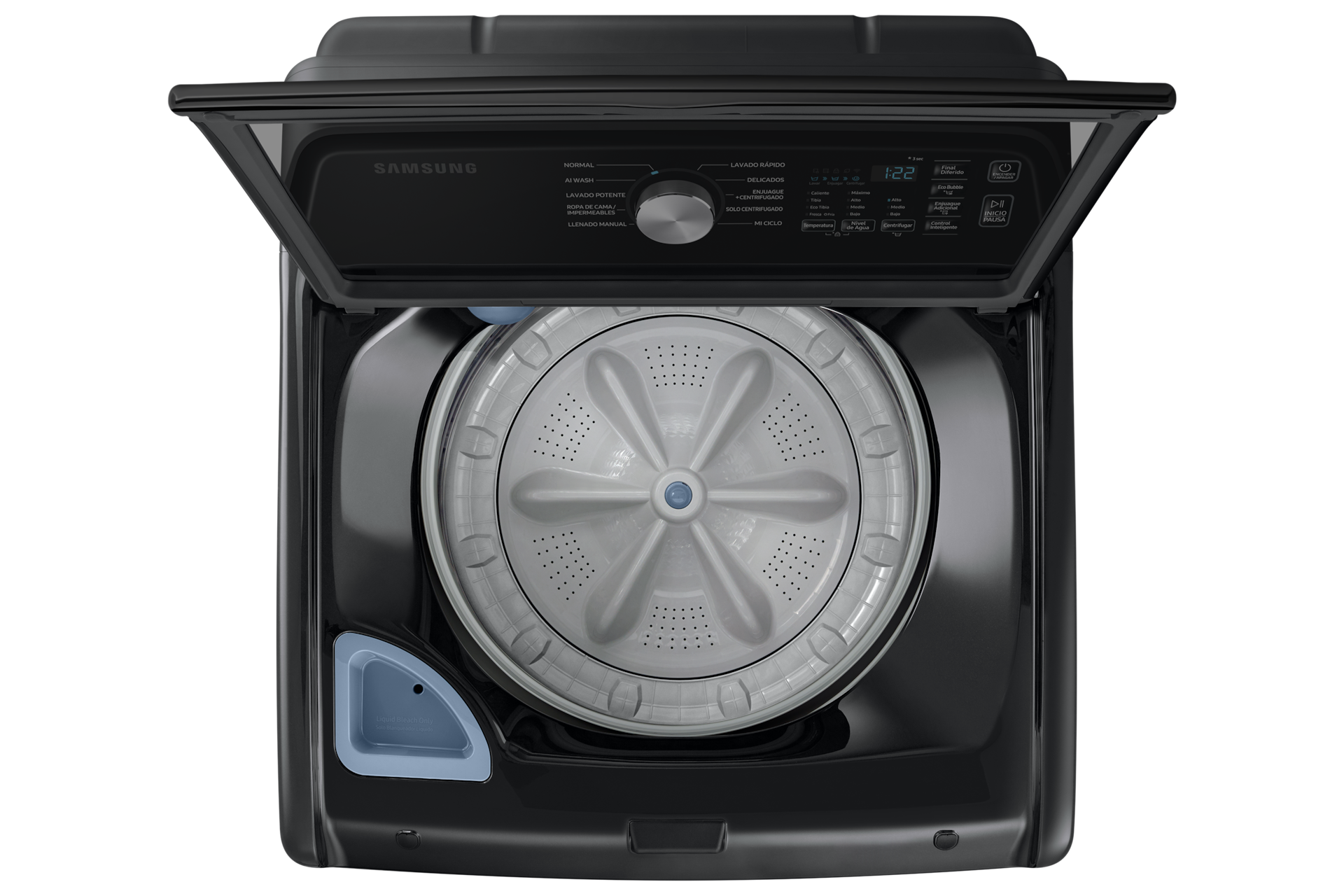 Top-loading Washer Large Capacity and AI Wash 23kg Top-Open Black 