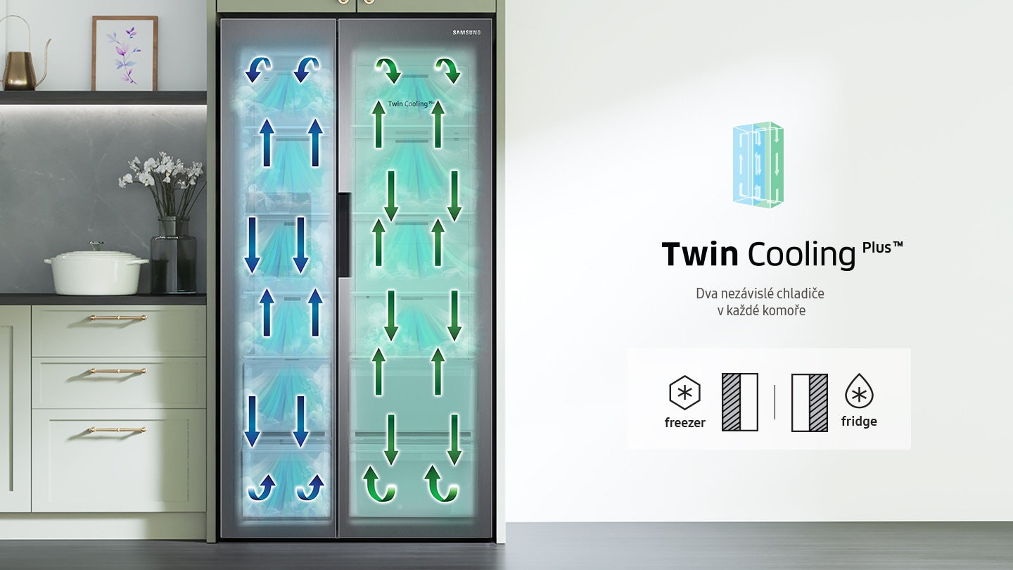 RS8000NC has two cooling systems inside with freezing at the left side, refrigeration at the right side.