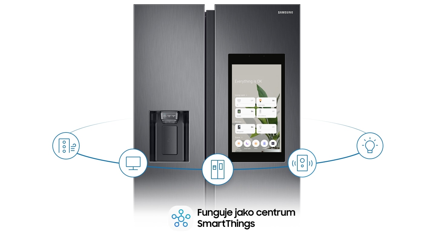 The Family hub refrigerator works as a hub, linked with other smart appliances with SmartThings app.