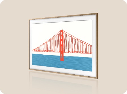 The Frame TV with an illustration of a suspension bridge onscreen.