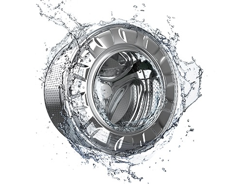 The washer drum is surrounded by clean water.