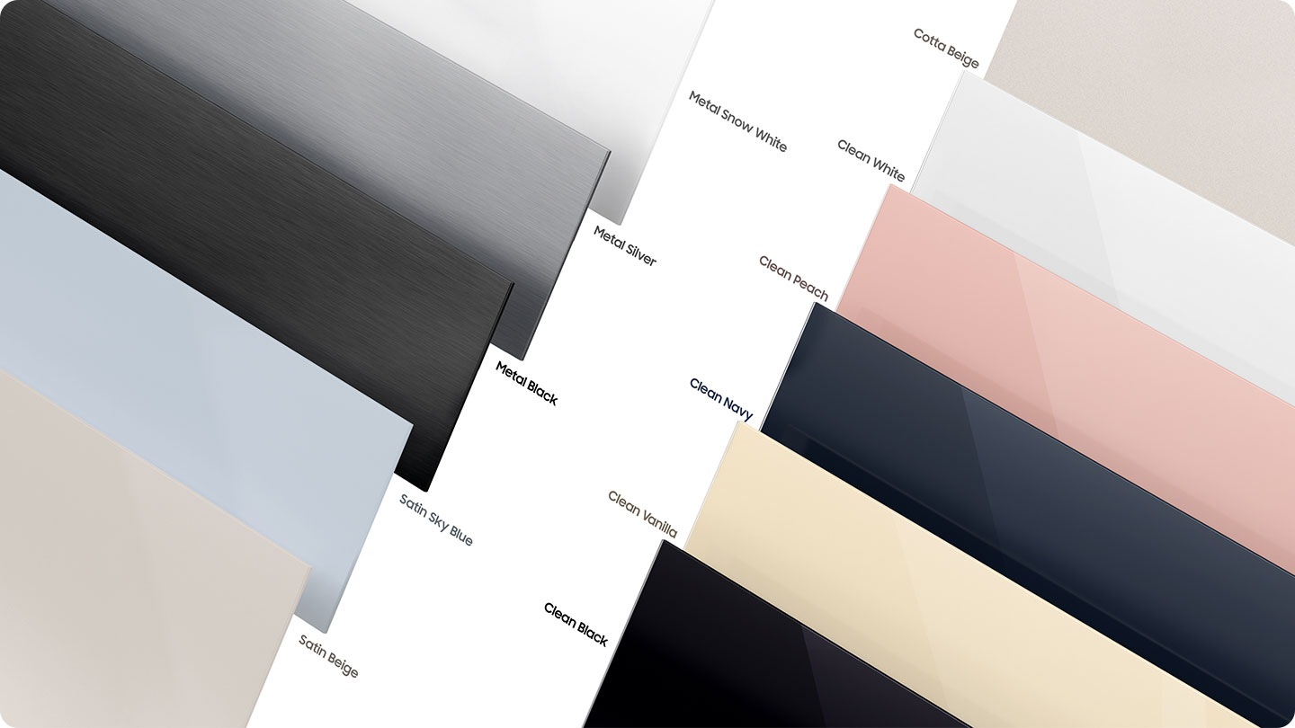 There are Metal Snow White, Metal Silver, Metal Black, Satin Sky Blue, Satin Beige, Cotta Beige, Clean White, Clean Peach, Clean Navy, Clean Vanilla and Clean Black.