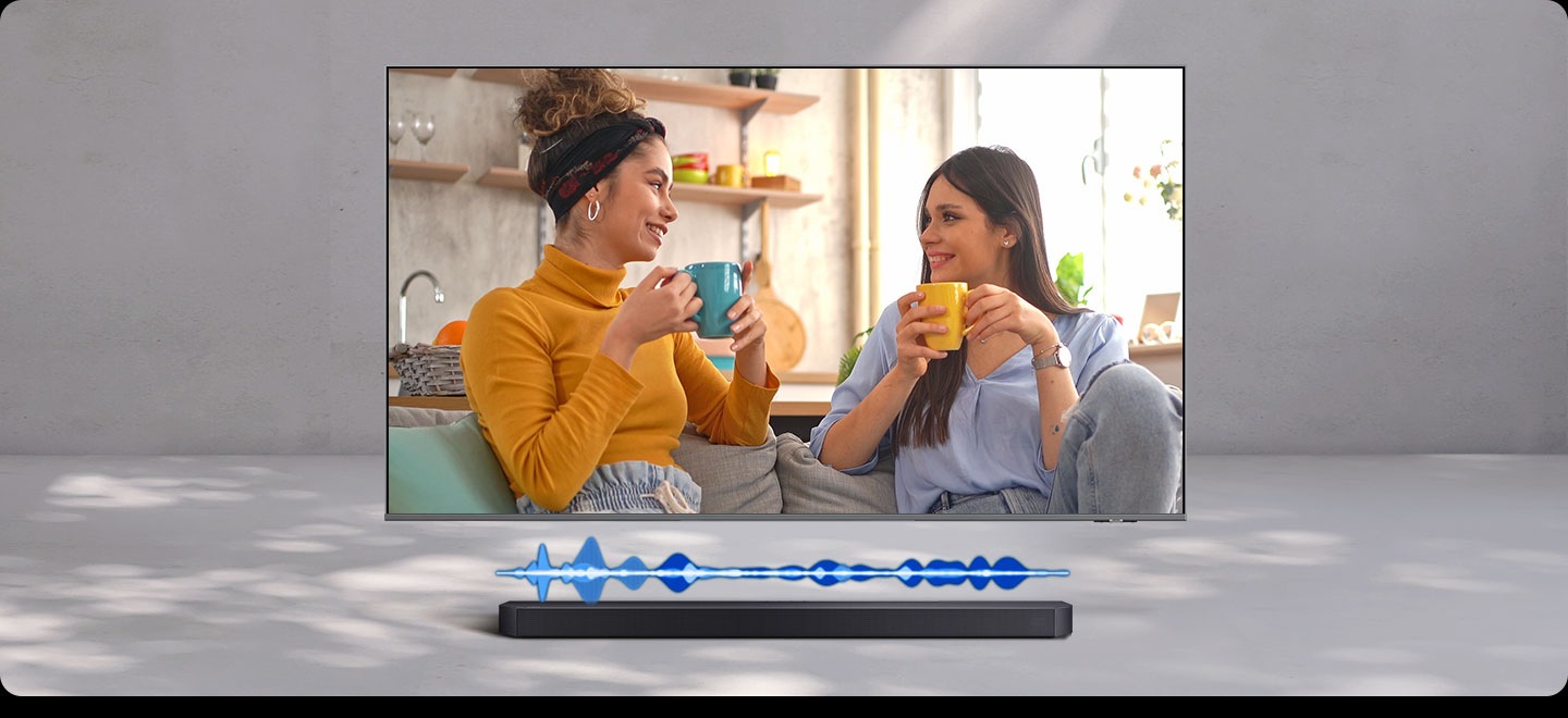  Adaptivní zvuk – soundbar automaticky upravuje nastavení zvuku podle scény pro čisté dialogy a detailní audio.