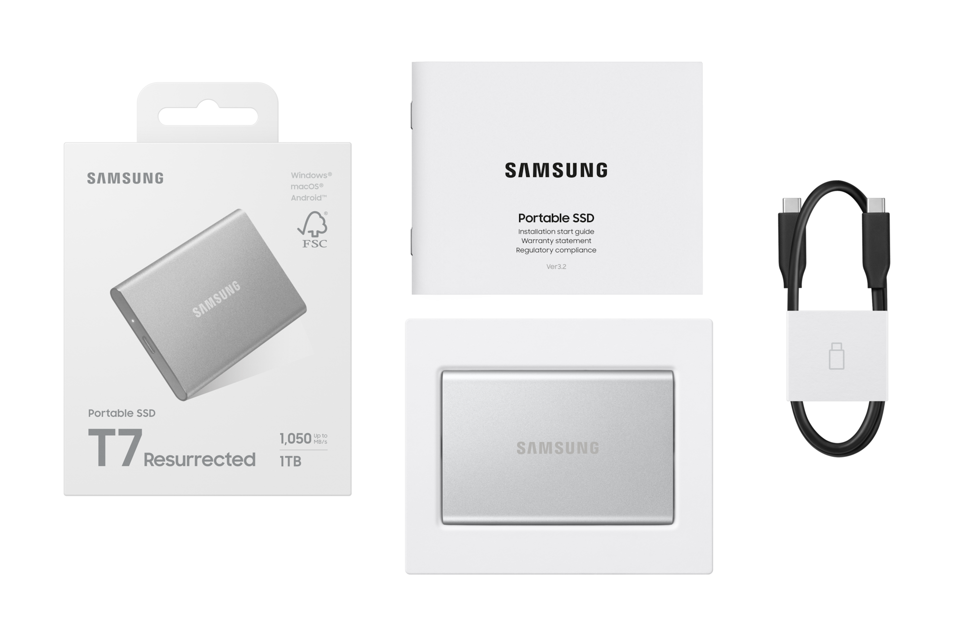 Externí SSD T7 Resurrected  PKG-Group-Shot Silver 