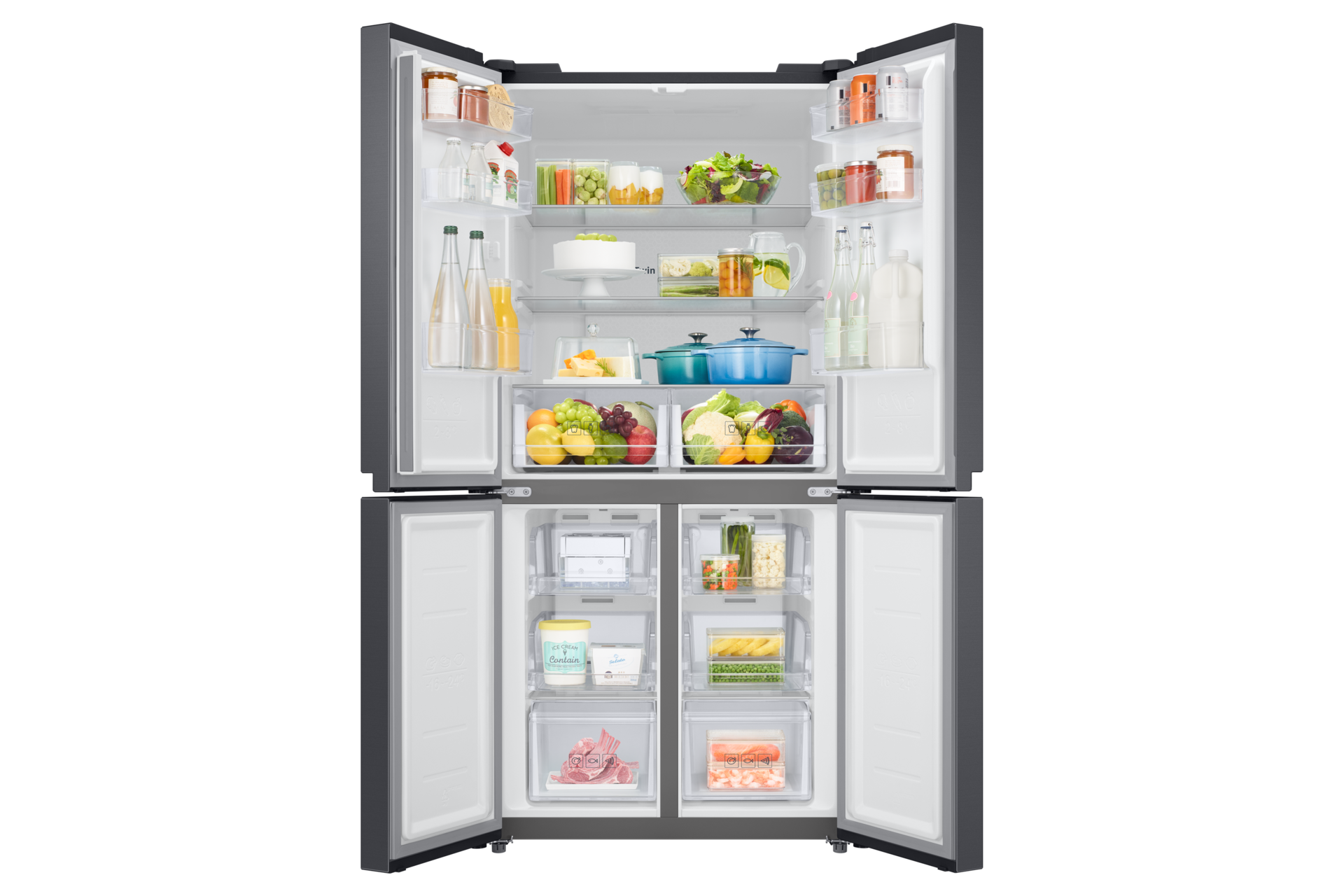 Chladnička French Door 488 ℓ Série RF4000TM s Wifi RF48A400EB4/EO Front-Open-With-Food Black 