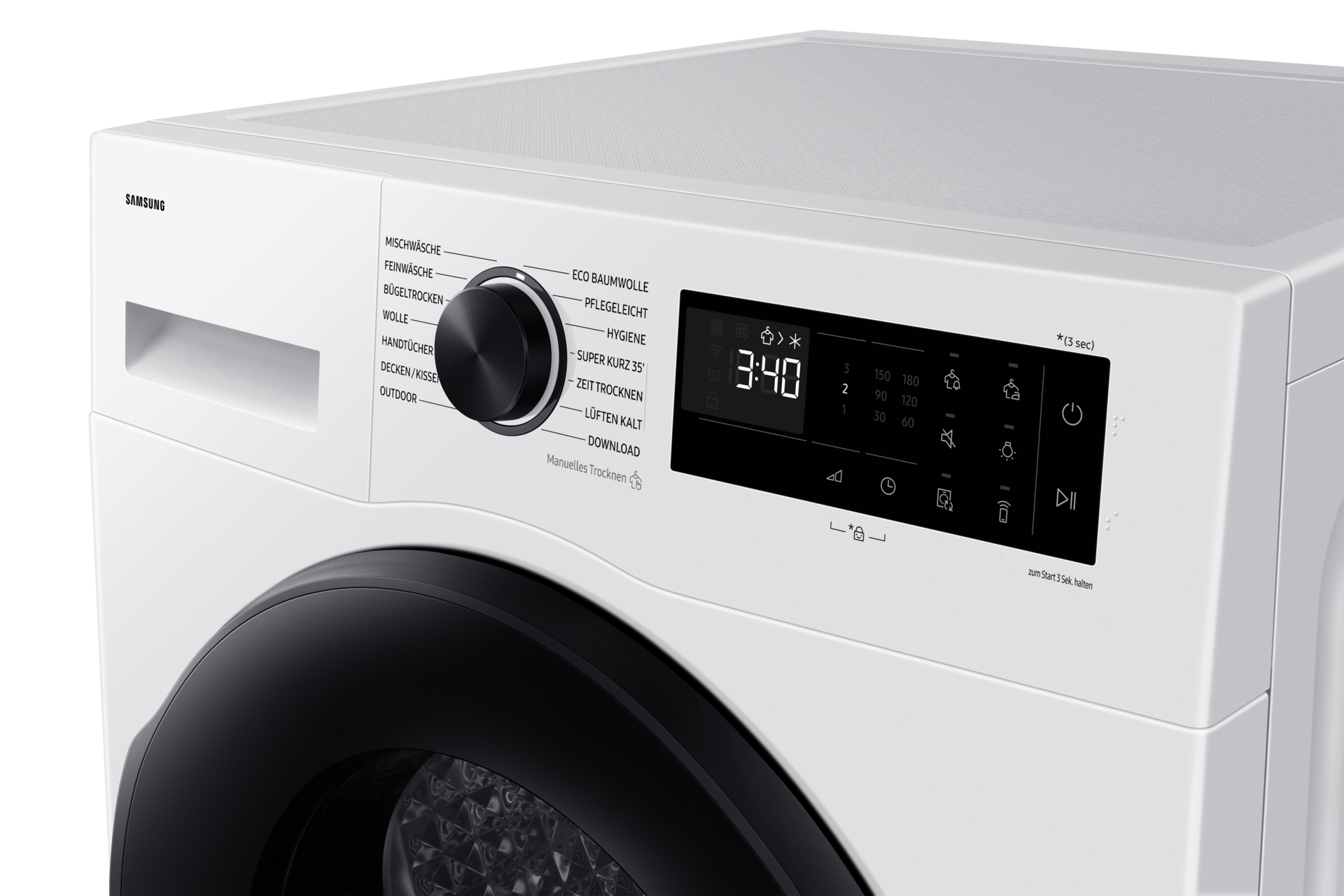 9 kg Trockner DV5000D mit Optimal Dry, EEK: C Panel-Control White 