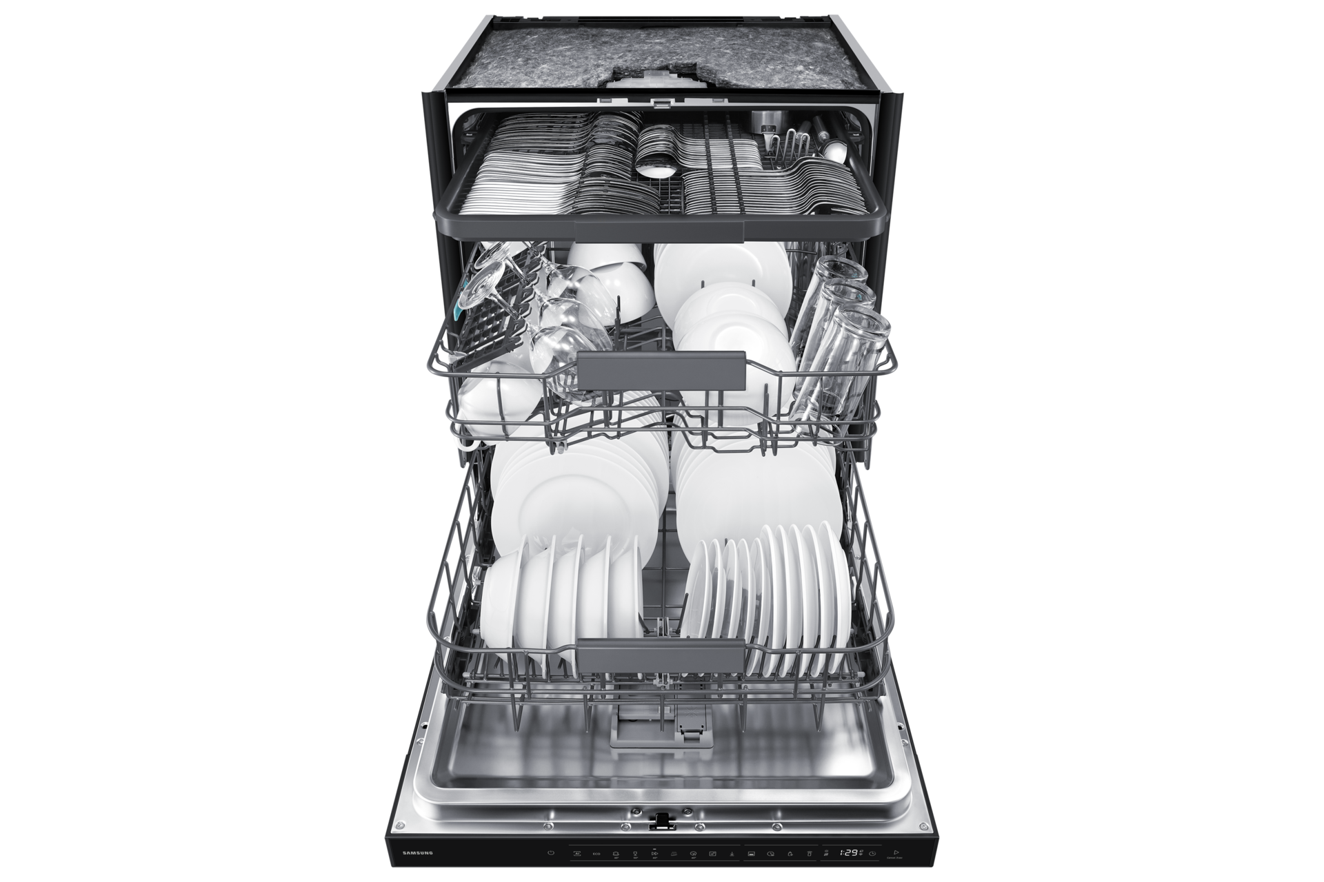 DW80H Teilintegrierbarer Geschirrspüler mit Festtürtechnik,  60 cm, EEK: B, 14 Maßgedecke Front-Open3 White 
