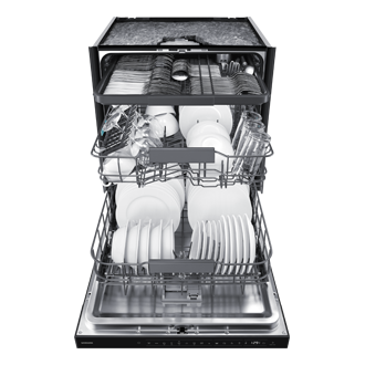 DW80H Teilintegrierbarer Geschirrspüler mit Festtürtechnik,  60 cm, EEK: B, 14 Maßgedecke Front-Open3 White 