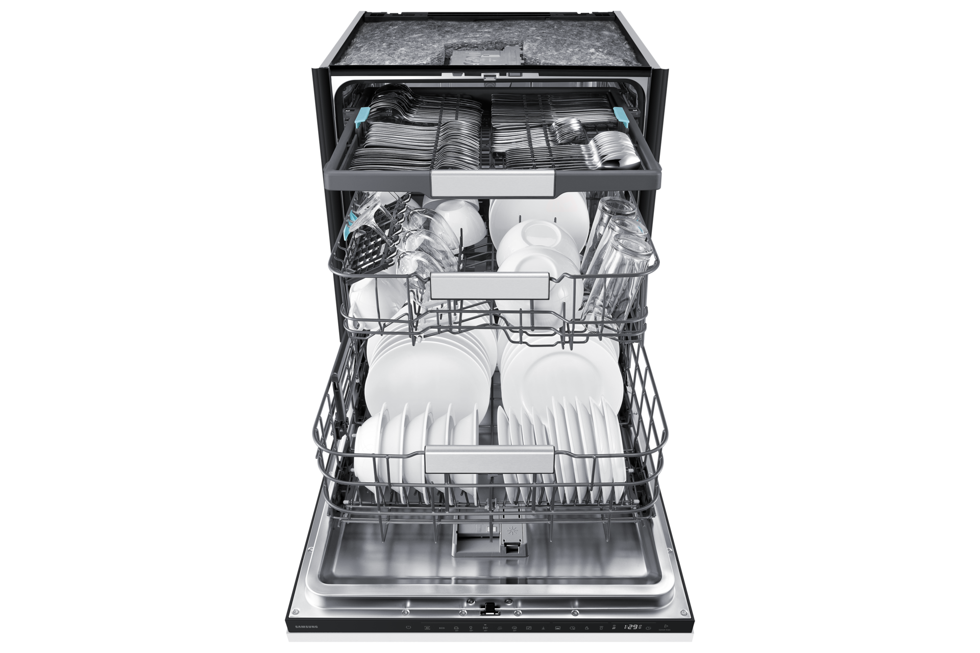 DW90H Vollintegrierbarer Geschirrspüler mit Festtürtechnik, 60 cm, EEK: A-20%, 14 Maßgedecke Front-Open3 White 
