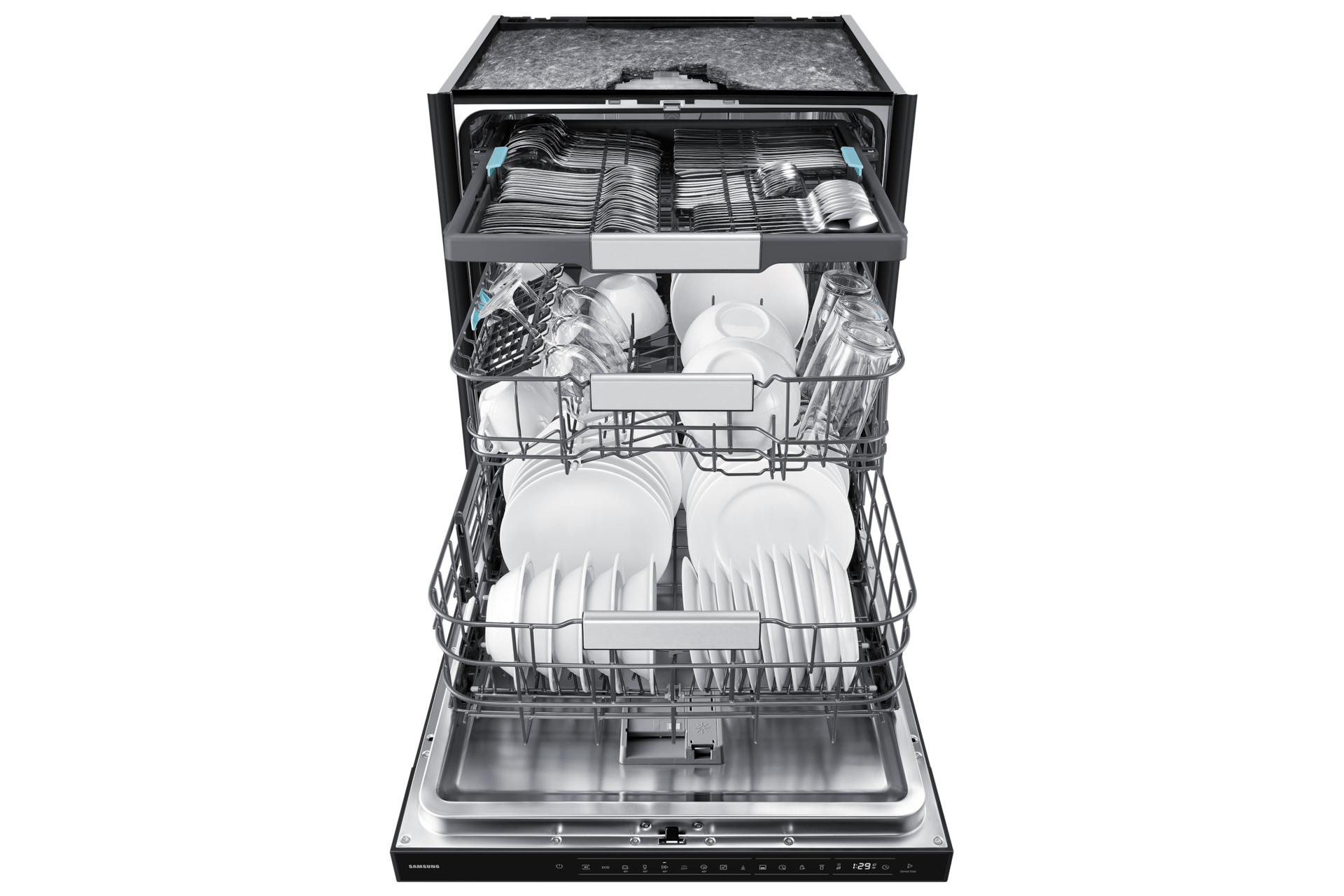 DW90H Teilintegrierbarer Geschirrspüler mit Festtürtechnik, 60 cm, EEK: A-20%, 14 Maßgedecke Front-Open3 White 