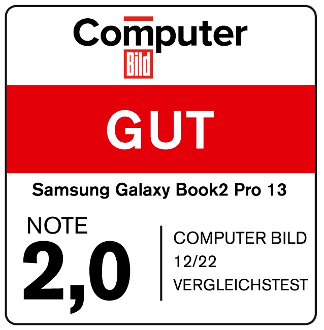 Galaxy Book2 Pro 13, gut (2,0), 12/2022, im Vergleichstest: 2 Samsung Notebooks (2 x „gut).